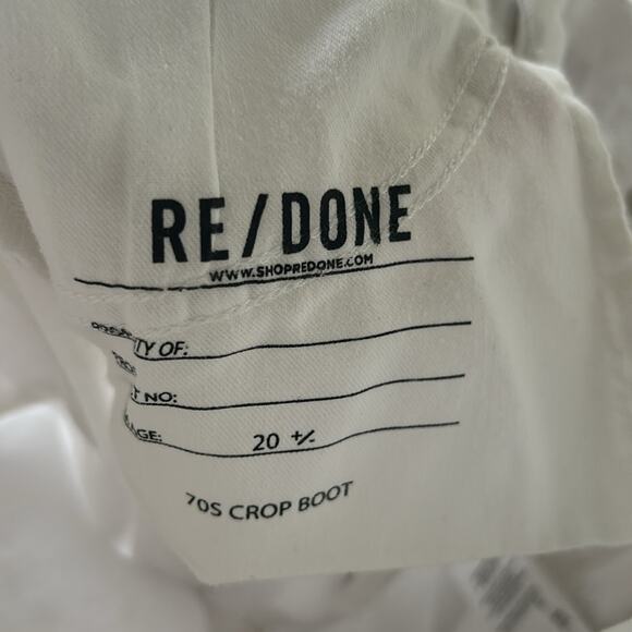 Re/Done 70s High Waisted Crop Boot Jeans White Size 29 Gently Used Quiet Luxury - Picture 8 of 9